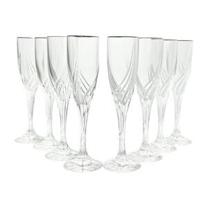 Lenox “Debut (Gold)” Set of 8 Crystal Fluted Champagne Glasses 9” 6oz Signed
